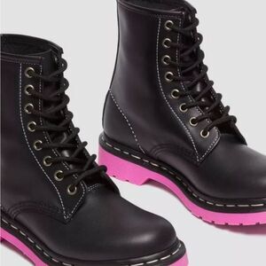 Dr Martens Pink Sole Wanama Leather Jungle Zip Boots
